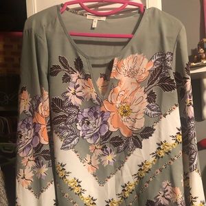 Maurces green floral blouse